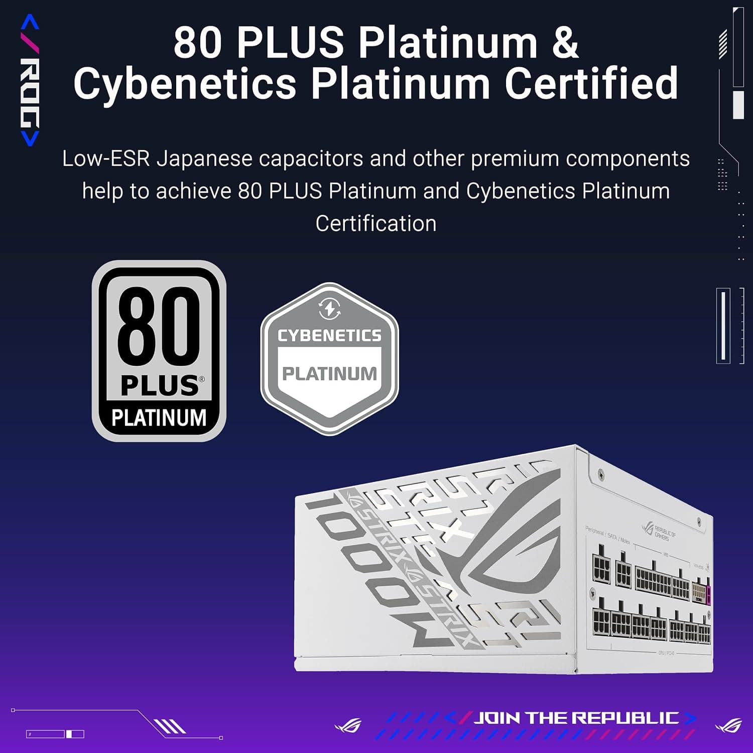 منبع تغذیه ASUS ROG Strix 1000W سفید تمام ماژولار 80+ Platinum منبع تغذیه ASUS ROG Strix 1000W سفید تمام ماژولار 80+ Platinum