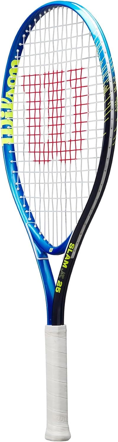 راکت تنیس پسرانه نوجوان Wilson آبی و سبز زهکشیشده 225g مدل Slam Junior 25 L راکت تنیس پسرانه نوجوان Wilson آبی و سبز زهکشیشده 225g مدل Slam Junior 25 L