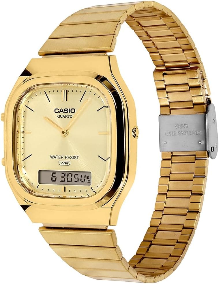 ساعت مچی یونیسکس Casio رترو آنالوگ/دیجیتال طلایی مدل AQ-240EG-9ADF ساعت مچی یونیسکس Casio رترو آنالوگ/دیجیتال طلایی مدل AQ-240EG-9ADF