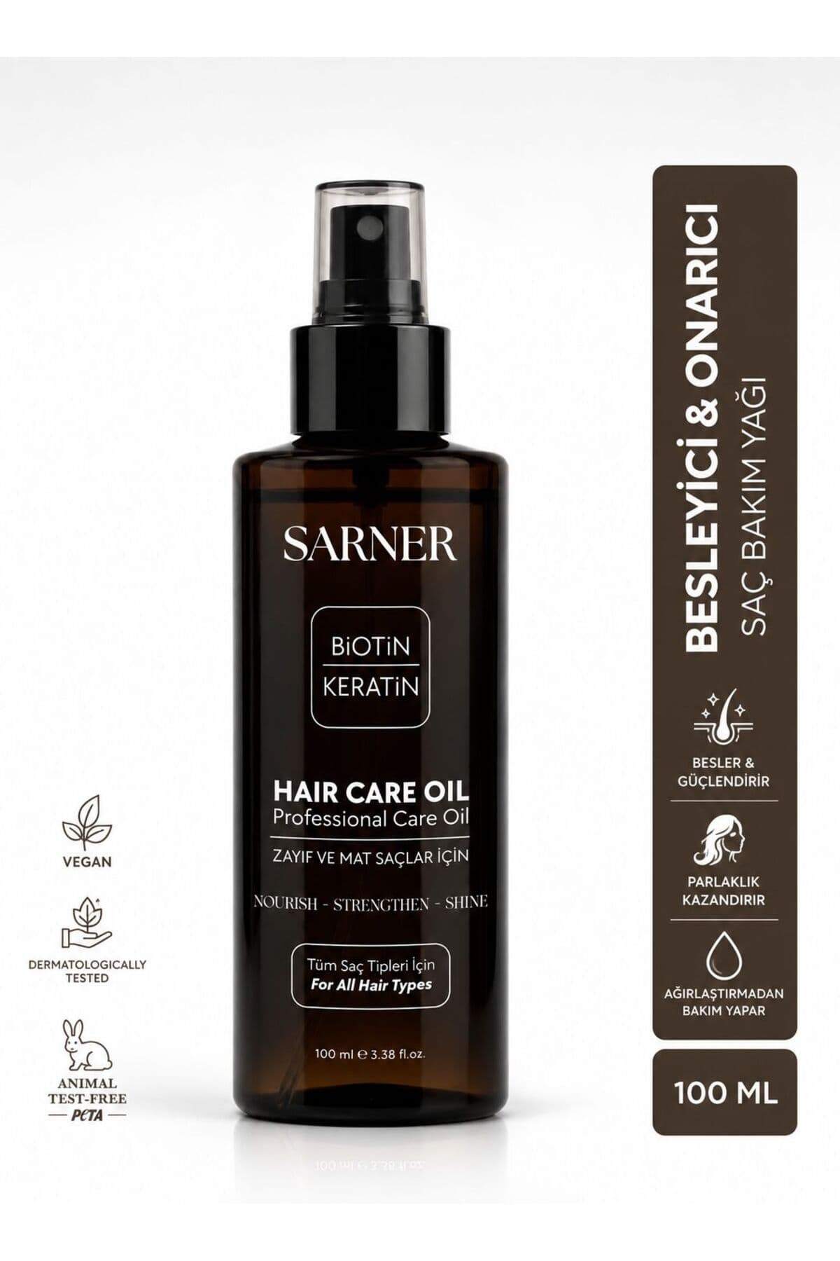 روغن مراقبت مو SARNER بیوتین و کراتین براقکننده تقویتکننده ضدریزش 100 ML روغن مراقبت مو SARNER بیوتین و کراتین براقکننده تقویتکننده ضدریزش 100 ML