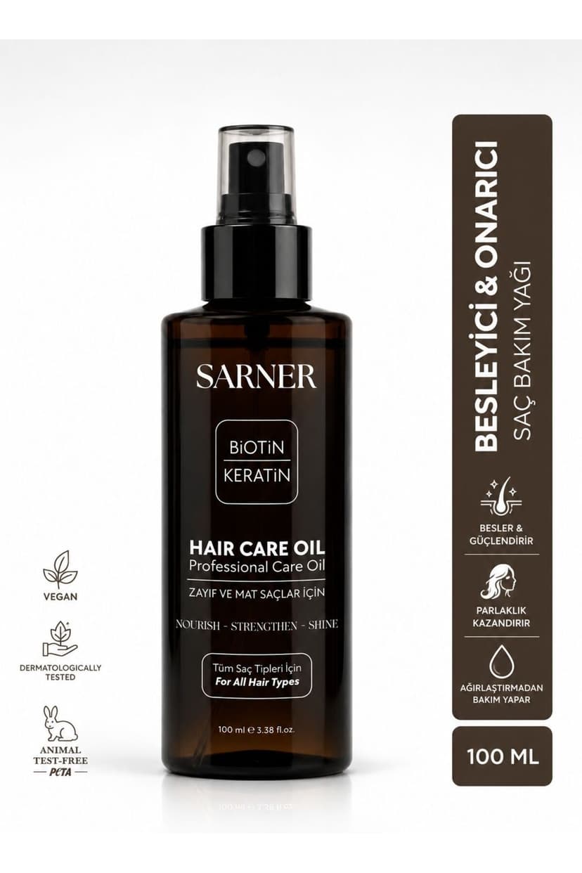 روغن مراقبت مو SARNER بیوتین و کراتین براقکننده تقویتکننده ضدریزش 100 ML روغن مراقبت مو SARNER بیوتین و کراتین براقکننده تقویتکننده ضدریزش 100 ML
