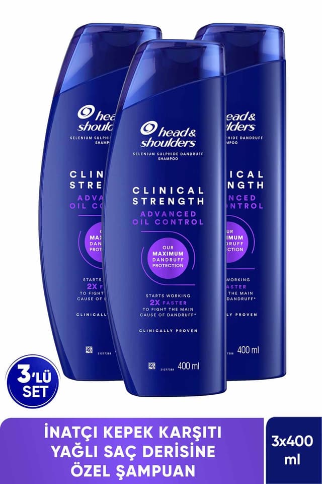 شامپو Head & Shoulders Clinical Strength Advanced Oil Control متعادلکننده چربی 400 ml ×3 شامپو Head & Shoulders Clinical Strength Advanced Oil Control متعادلکننده چربی 400 ml ×3