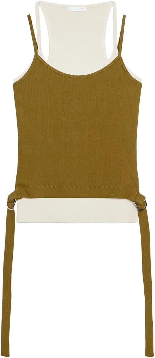 تاپ زنانه Zara با کنتراست دوگانه رنگ اکرو سایز M تاپ زنانه Zara با کنتراست دوگانه رنگ اکرو سایز M