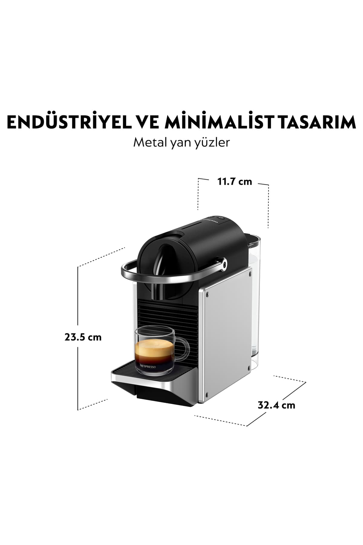 قهوهساز Nespresso نقرهای مدل D62 Pixie قهوهساز Nespresso نقرهای مدل D62 Pixie