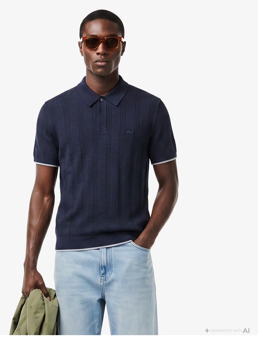 پولوشرت مردانه Lacoste فیت معمولی یقه پولو آستین کوتاه طرحدار سرمهای پولوشرت مردانه Lacoste فیت معمولی یقه پولو آستین کوتاه طرحدار سرمهای