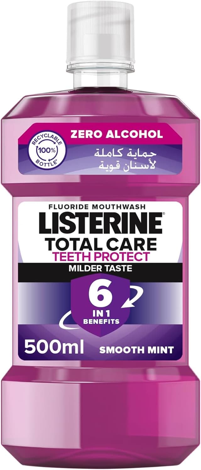 دهانشویه Listerine بدون الکل با طعم نعناع ملایم مدل Total Care 500ml دهانشویه Listerine بدون الکل با طعم نعناع ملایم مدل Total Care 500ml