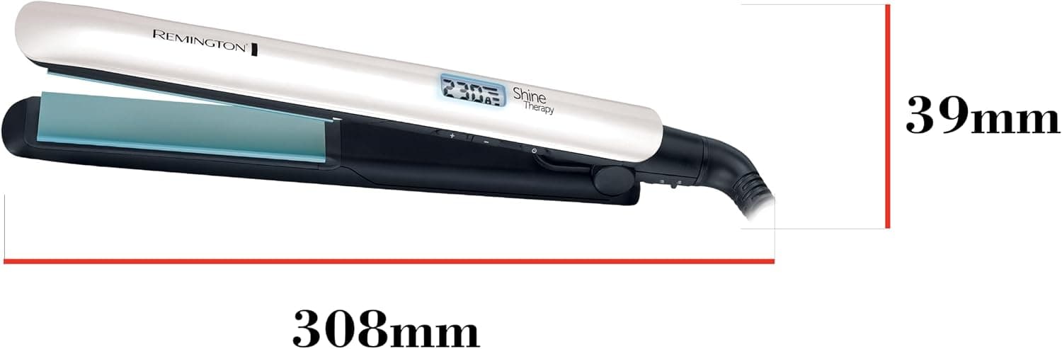 اتو مو Remington Shine Therapy با پوشش سرامیکی حاوی مواد میکروفعال، روغن آرگان مراکشی و ویتامین E، نمایشگر LCD، 150-230°C مدل S8500 اتو مو Remington Shine Therapy با پوشش سرامیکی حاوی مواد میکروفعال، روغن آرگان مراکشی و ویتامین E، نمایشگر LCD، 150-230°C مدل S8500
