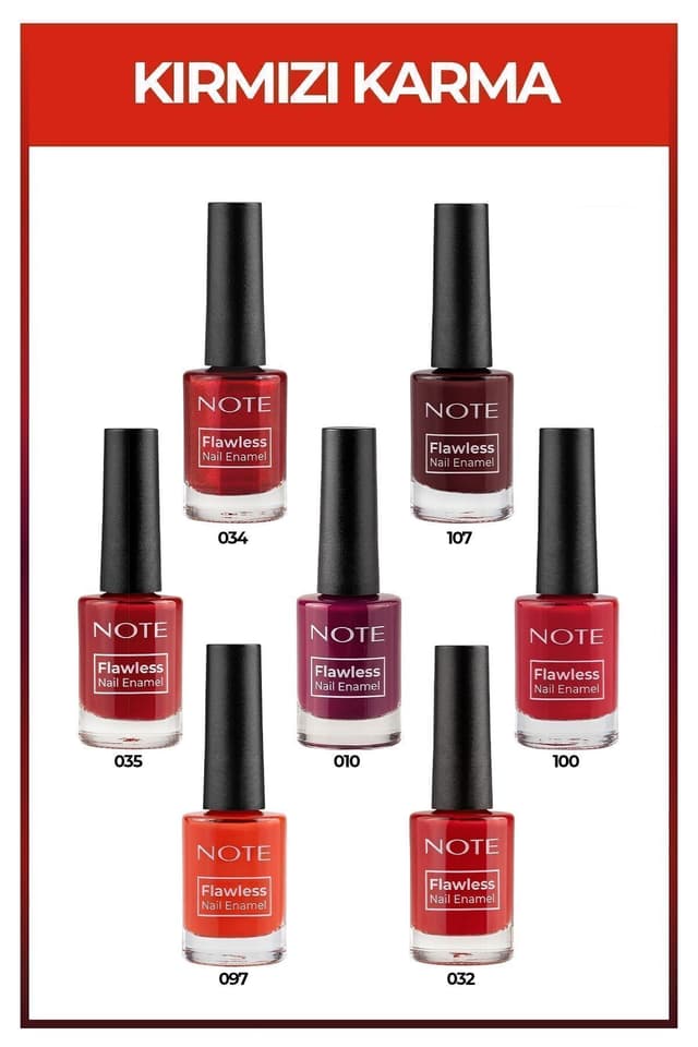 ست 7 عددی لاک ناخن Note Cosmetics Nail Flawless رنگ قرمز ترکیبی ست 7 عددی لاک ناخن Note Cosmetics Nail Flawless رنگ قرمز ترکیبی