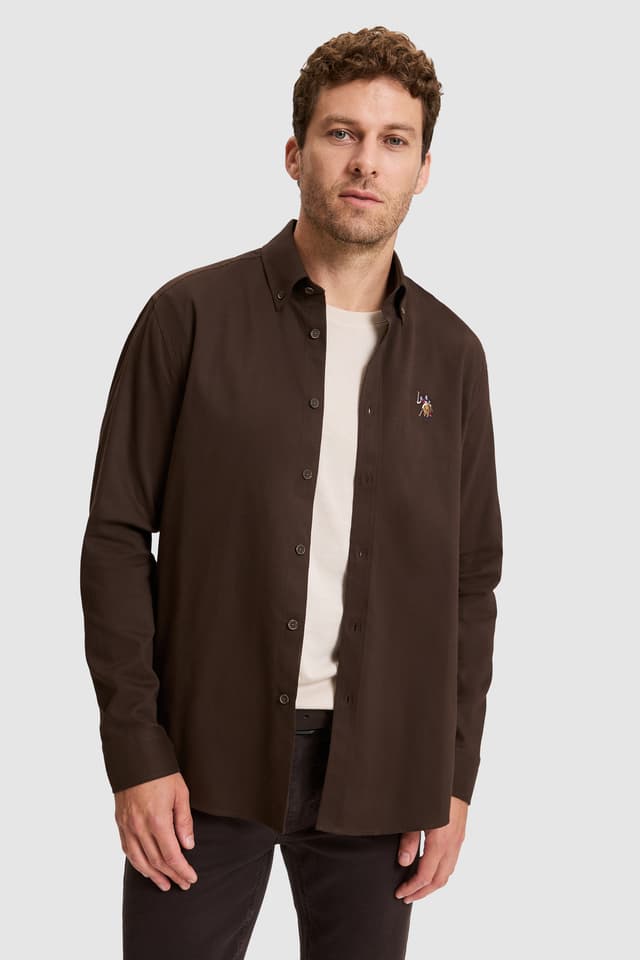 پیراهن مردانه U.S. Polo Assn. قهوهای تیره آستین بلند مدل 50329662-VR084 پیراهن مردانه U.S. Polo Assn. قهوهای تیره آستین بلند مدل 50329662-VR084