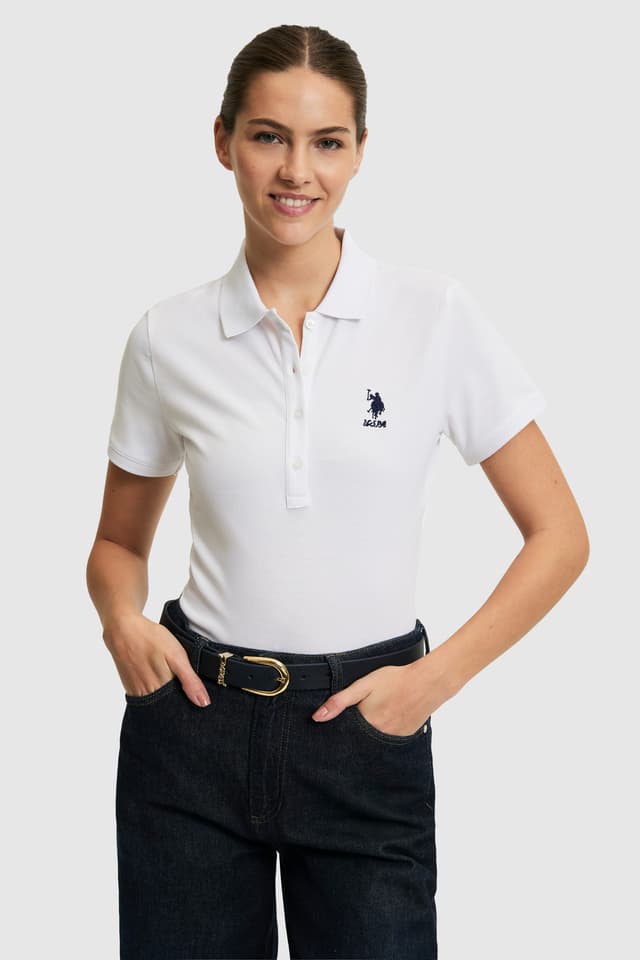 تیشرت زنانه U.S. Polo Assn. سفید یقه پولو بیسیک مدل 50321798-VR013 تیشرت زنانه U.S. Polo Assn. سفید یقه پولو بیسیک مدل 50321798-VR013
