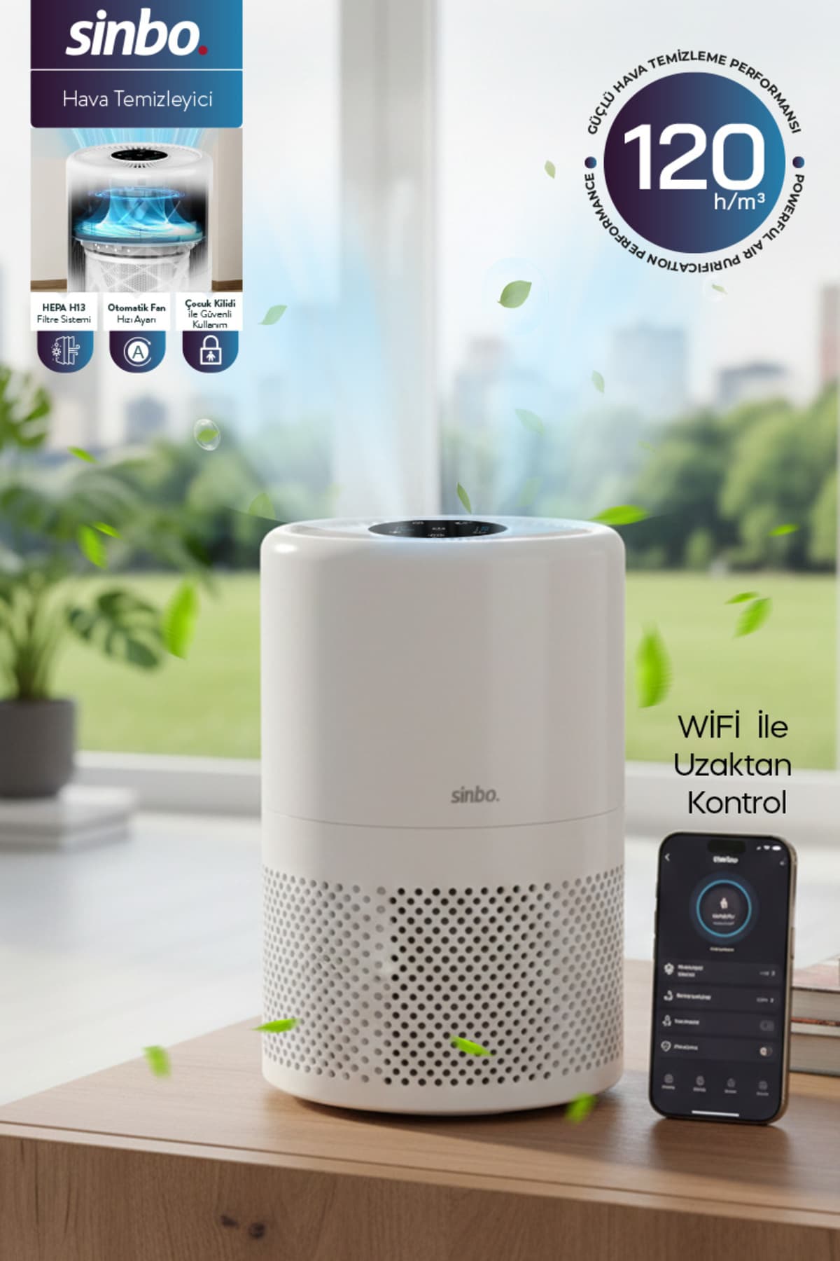 دستگاه تصفیه هوای هوشمند Sinbo با فیلتر H13 HEPA و قابلیت WiFi مدل SAP-5508 دستگاه تصفیه هوای هوشمند Sinbo با فیلتر H13 HEPA و قابلیت WiFi مدل SAP-5508