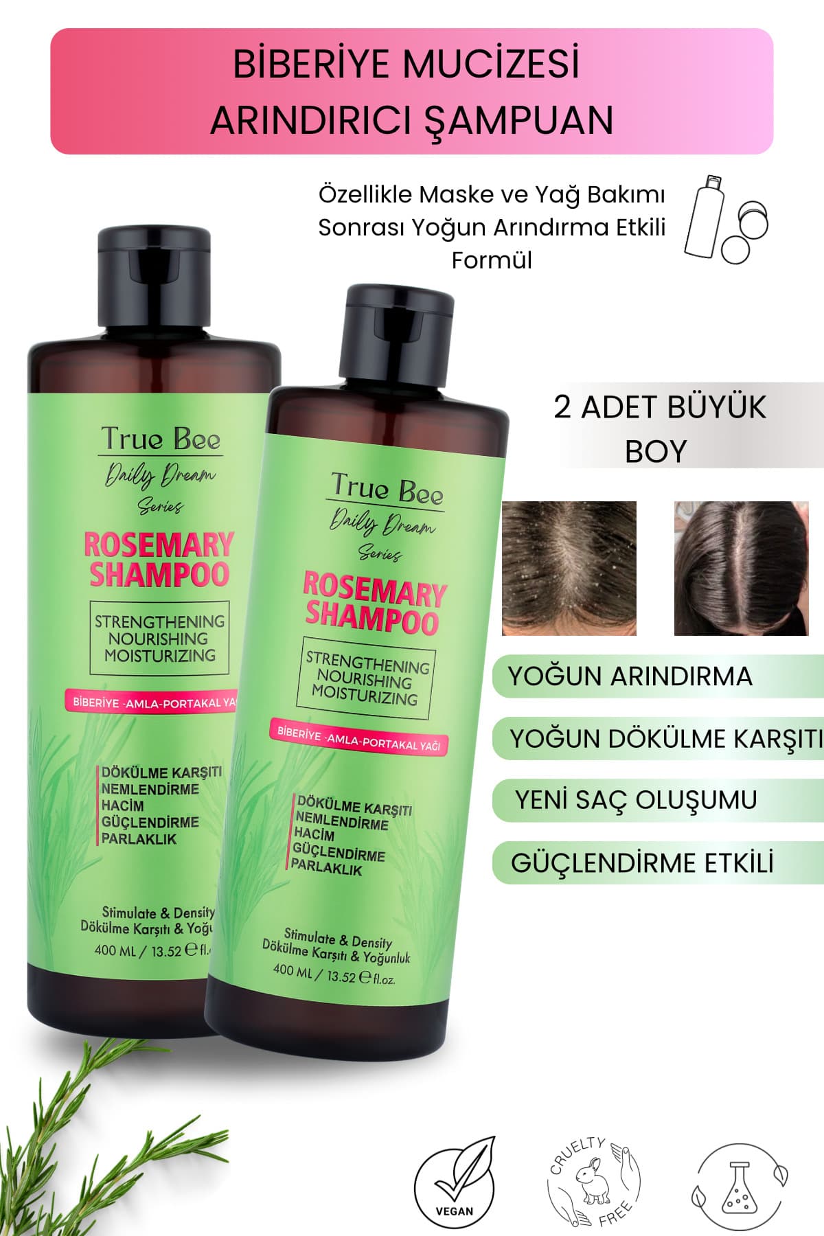 شامپو زنانه True Bee Daily Dream Series رزماری تقویت ریشه مو 2 تایی 400 ml شامپو زنانه True Bee Daily Dream Series رزماری تقویت ریشه مو 2 تایی 400 ml
