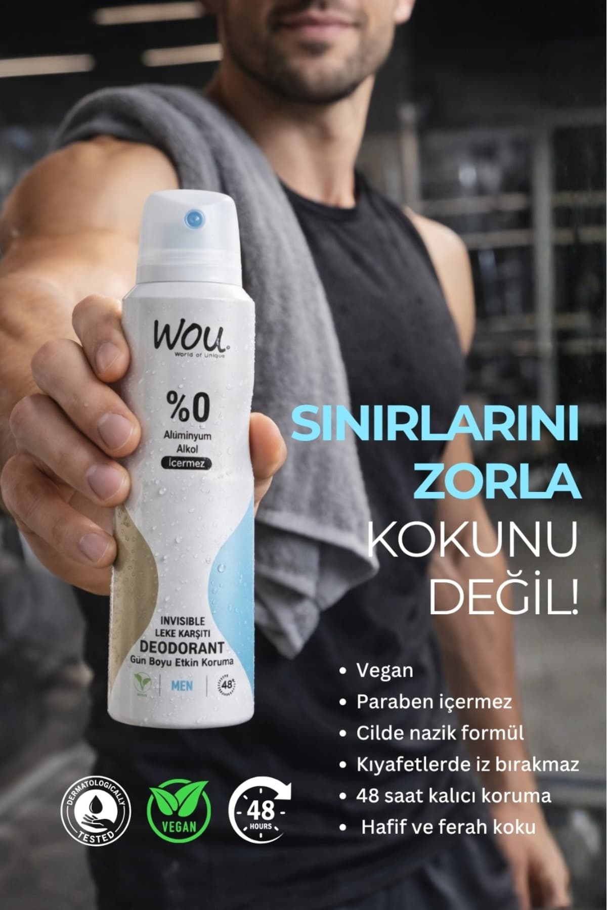 اسپری دئودورانت مردانه WOU World of Unique بدون پودر، محافظت 48 ساعته، وگان، بدون الکل 150ml اسپری دئودورانت مردانه WOU World of Unique بدون پودر، محافظت 48 ساعته، وگان، بدون الکل 150ml