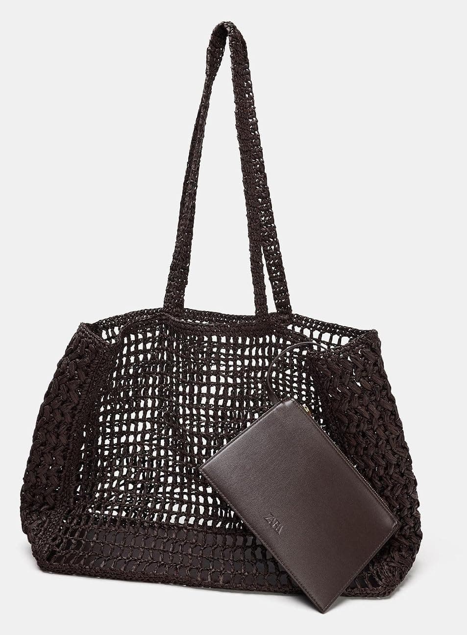 کیف توت زنانه Zara حصیری ماکسی قهوهای سایز استاندارد کیف توت زنانه Zara حصیری ماکسی قهوهای سایز استاندارد
