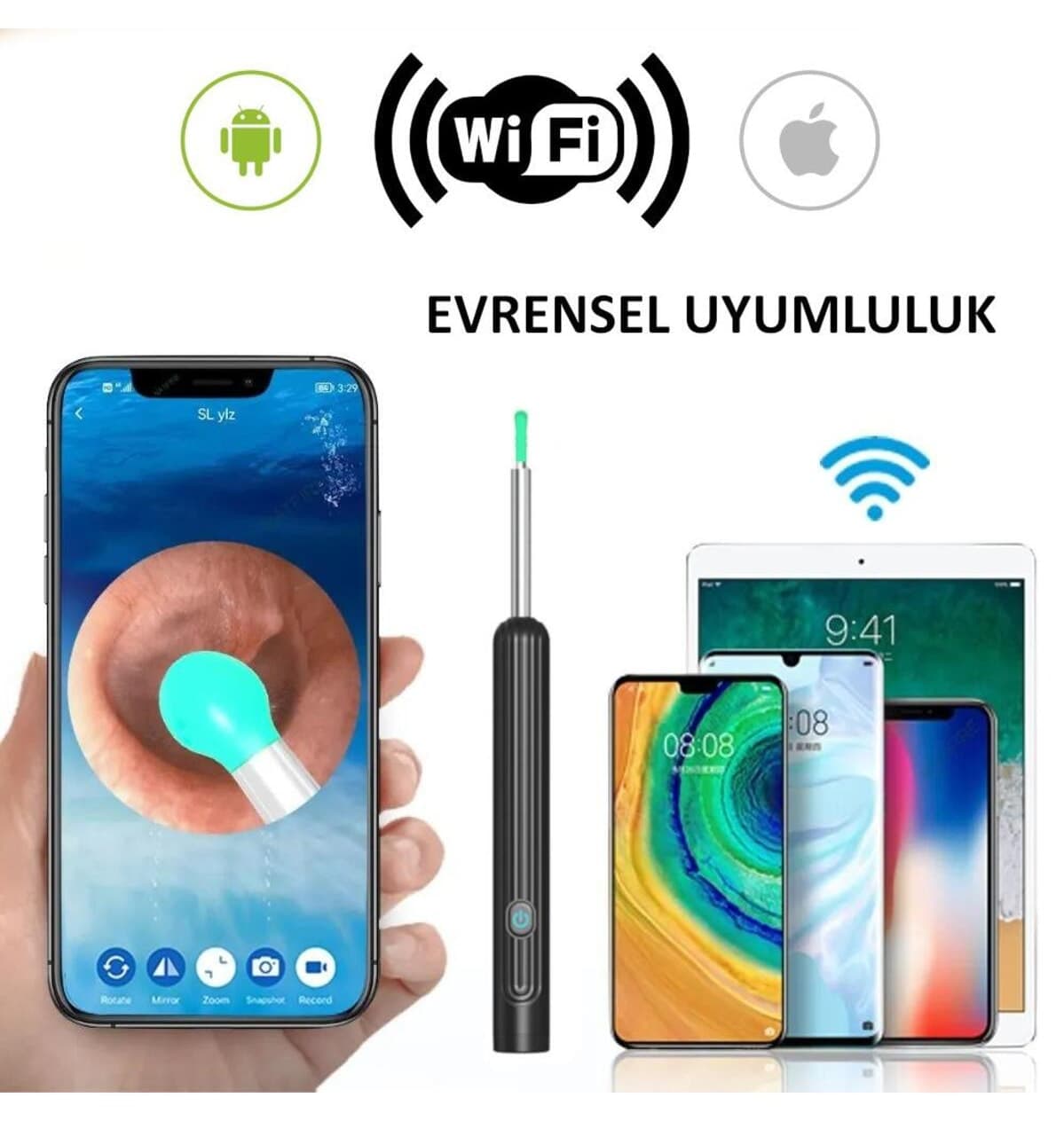 دوربین پاککننده گوش بیسیم WiFi valkyrie سازگار با iOS و Android مدل 1296P HD LED دوربین پاککننده گوش بیسیم WiFi valkyrie سازگار با iOS و Android مدل 1296P HD LED
