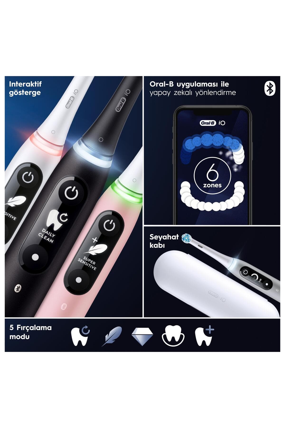 مسواک برقی شارژی Oral-B مشکی مدل İo 6 Smile مسواک برقی شارژی Oral-B مشکی مدل İo 6 Smile