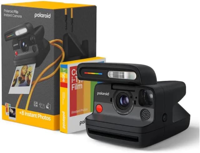 دوربین چاپ سریع Polaroid Flip با سیستم Hyperfocal، 4 لنز، فلاش و بسته 8تایی فیلم مشکی دوربین چاپ سریع Polaroid Flip با سیستم Hyperfocal، 4 لنز، فلاش و بسته 8تایی فیلم مشکی