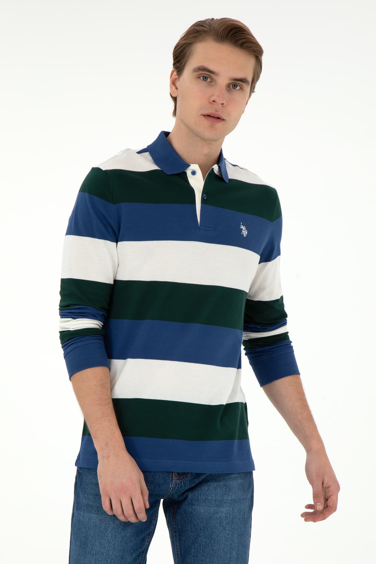 سویشرت مردانه U.S. Polo Assn. فیت معمولی یقه پولو سبز تیره مدل 50293428-VR079 سویشرت مردانه U.S. Polo Assn. فیت معمولی یقه پولو سبز تیره مدل 50293428-VR079