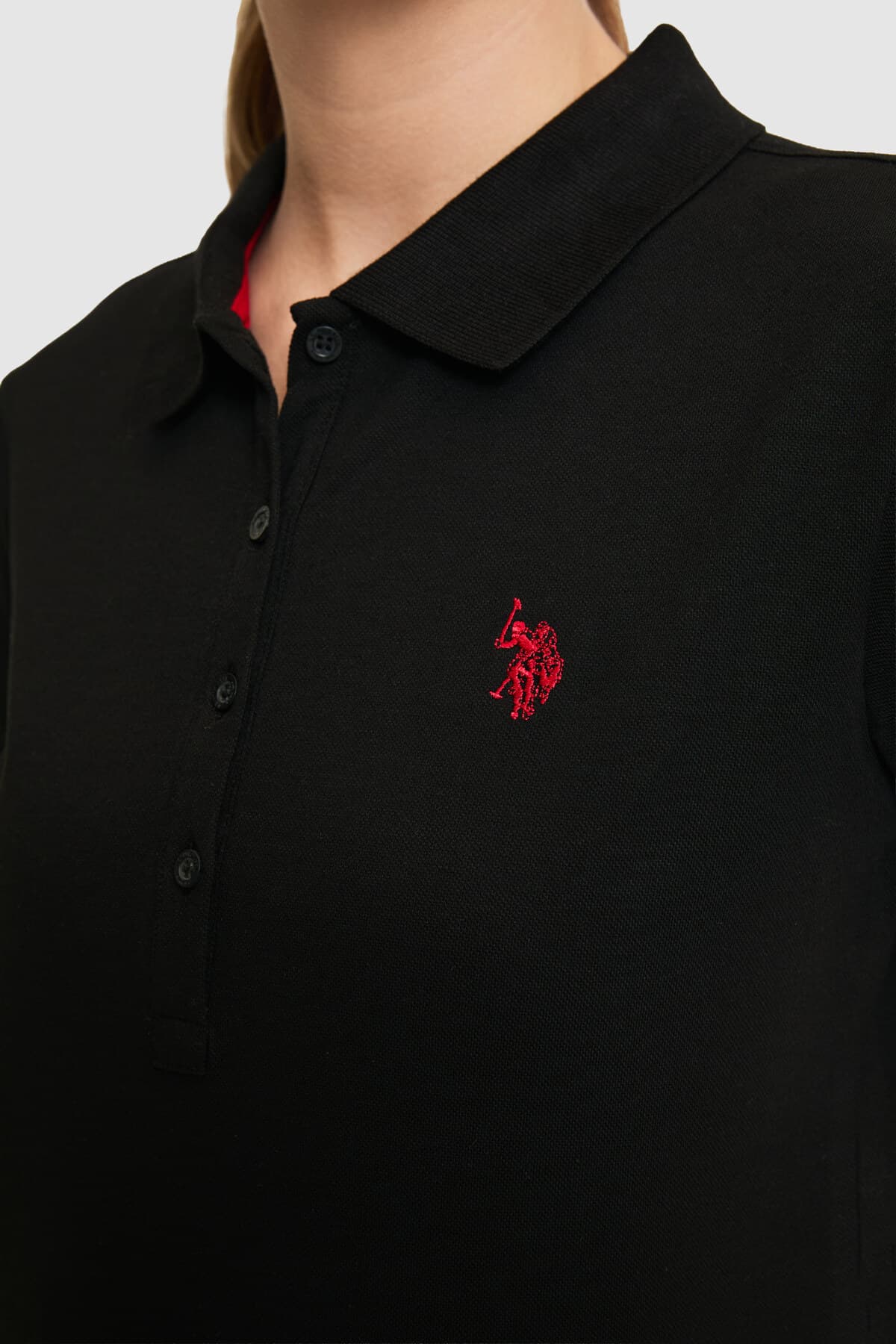 تیشرت زنانه U.S. Polo Assn. مشکی یقه پولو بیسیک مدل 50321818-VR046 تیشرت زنانه U.S. Polo Assn. مشکی یقه پولو بیسیک مدل 50321818-VR046