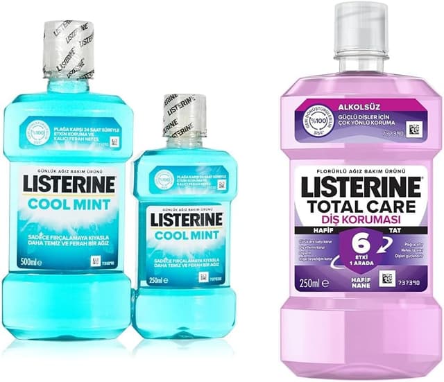دهانشویه Listerine Total Care محافظ دندان ۶ کاره فلورایددار با طعم نعناع بدون الکل 250ml دهانشویه Listerine Total Care محافظ دندان ۶ کاره فلورایددار با طعم نعناع بدون الکل 250ml