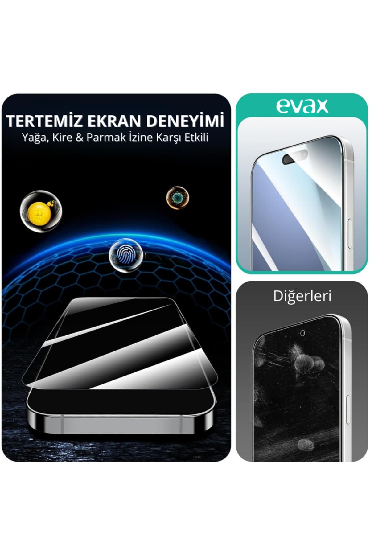 محافظ صفحهنمایش EVAX سازگار با iPhone 17 Pro Max شیشهای 9H بسته 3 عددی محافظ صفحهنمایش EVAX سازگار با iPhone 17 Pro Max شیشهای 9H بسته 3 عددی