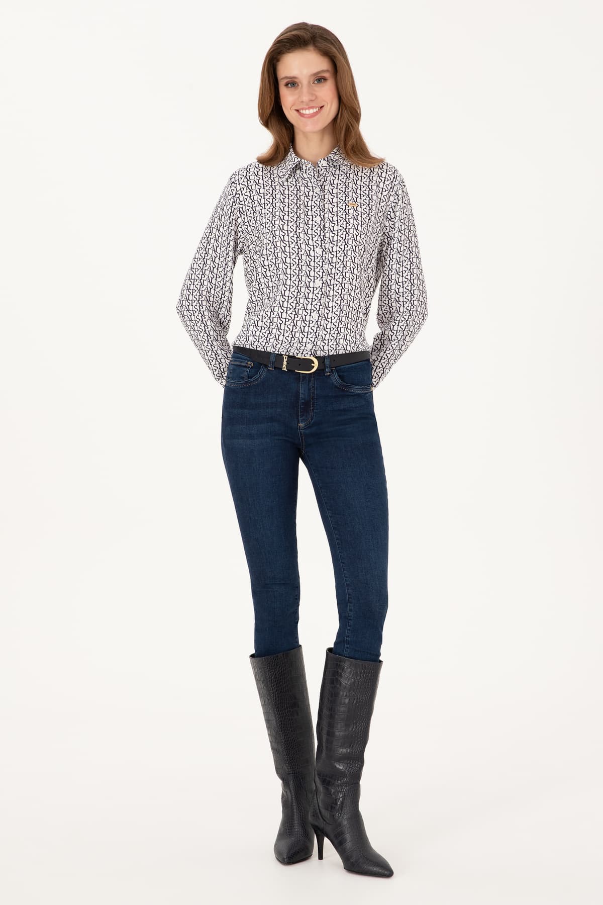 پیراهن زنانه آستینبلند سفید U.S. Polo Assn. مدل 50316415-VR013 پیراهن زنانه آستینبلند سفید U.S. Polo Assn. مدل 50316415-VR013