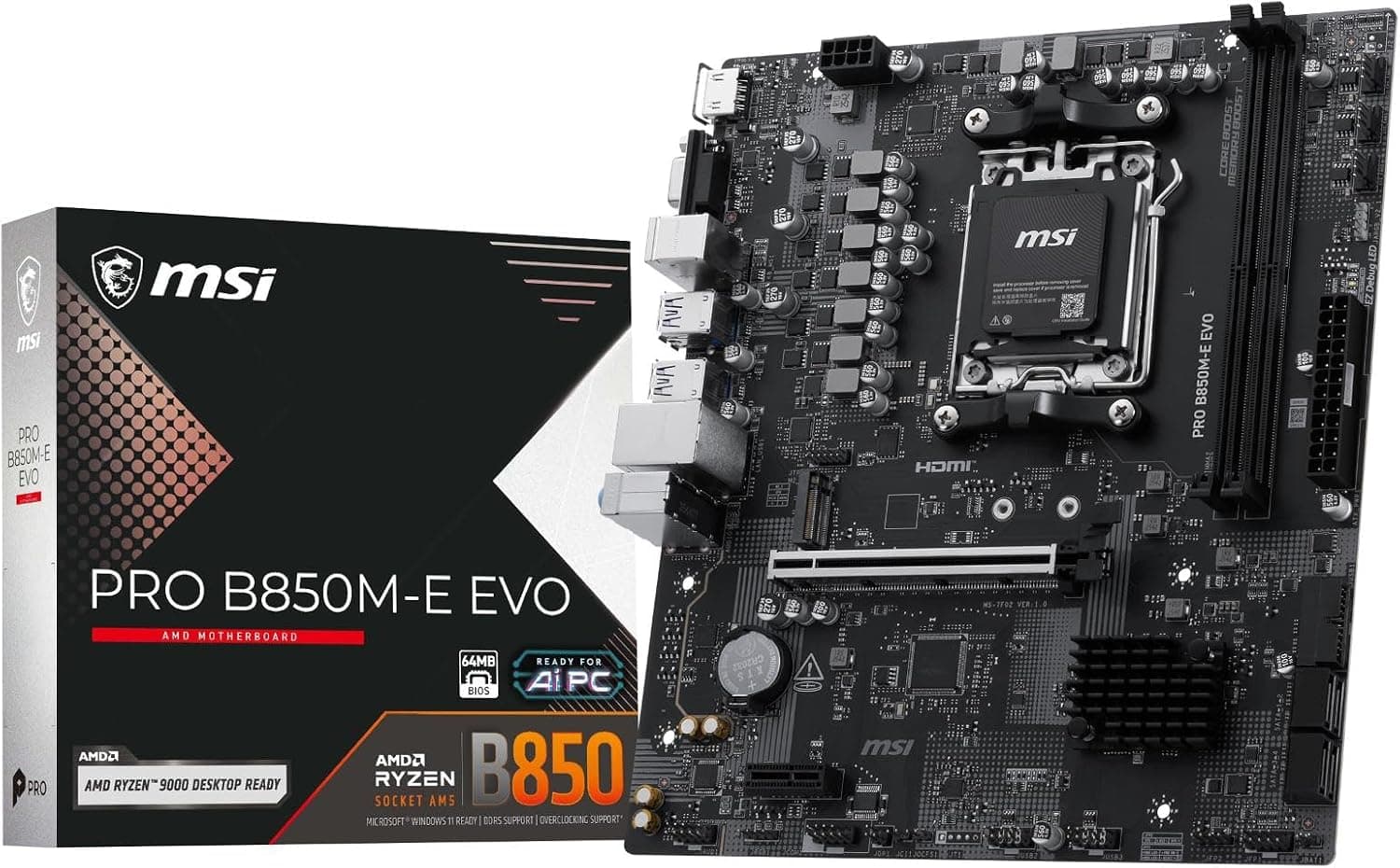 مادربرد MSI مدل MB PRO B850M-E EVO سوکت AM5 حافظه DDR5 فرم فاکتور mATX مادربرد MSI مدل MB PRO B850M-E EVO سوکت AM5 حافظه DDR5 فرم فاکتور mATX