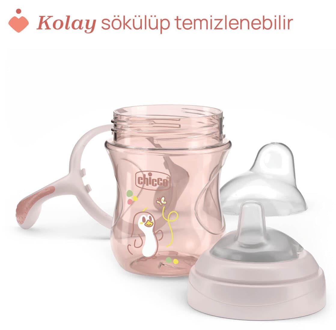 لیوان انتقالی دخترانه Chicco با نوک نرم 4 ماهه لیوان انتقالی دخترانه Chicco با نوک نرم 4 ماهه