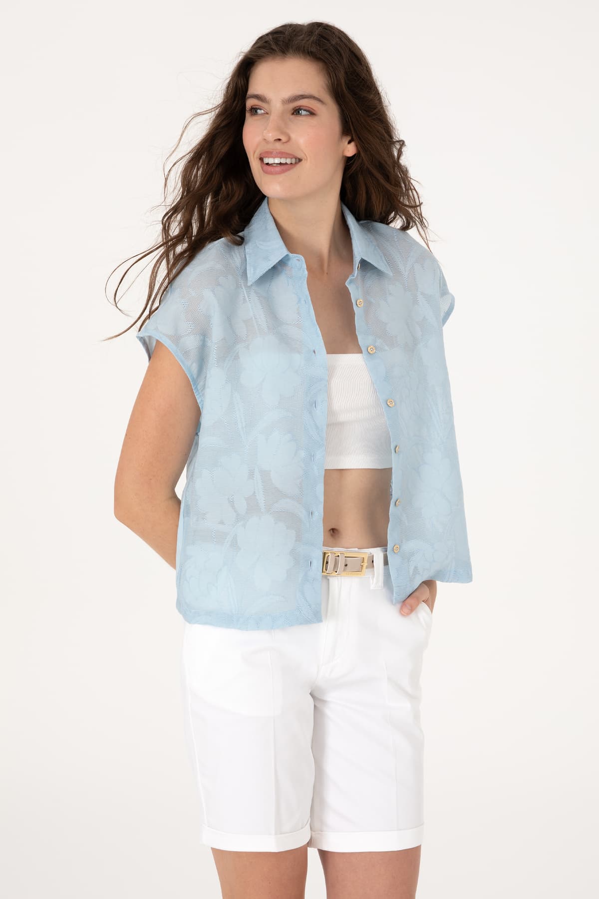 پیراهن زنانه U.S. Polo Assn. آبی روشن آستین کوتاه مدل 50299656-VR003 پیراهن زنانه U.S. Polo Assn. آبی روشن آستین کوتاه مدل 50299656-VR003