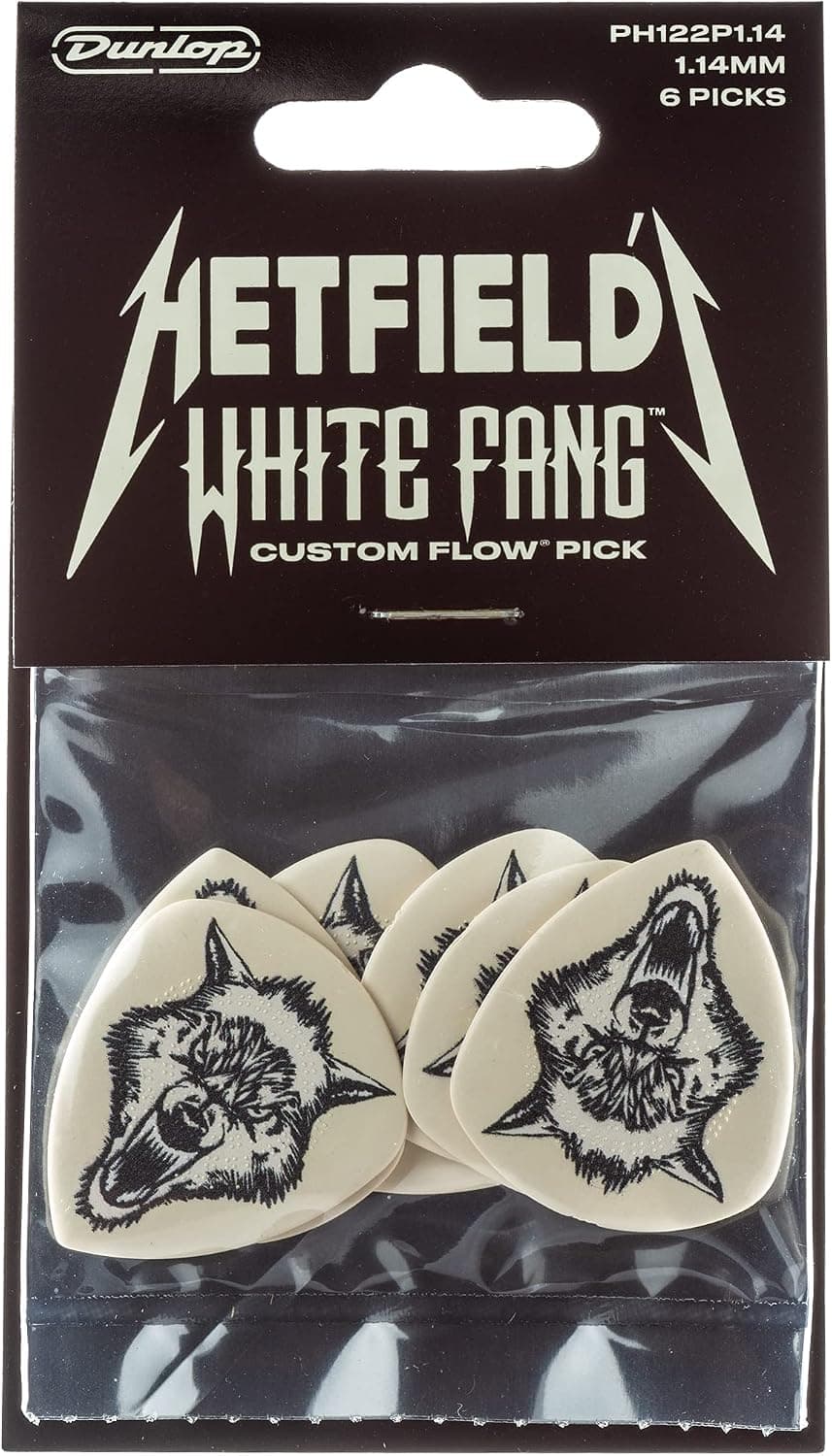 پیک گیتار Jim Dunlop Hetfield White Fang 1.14 mm 6 عددی مدل PH122P1.14 پیک گیتار Jim Dunlop Hetfield White Fang 1.14 mm 6 عددی مدل PH122P1.14