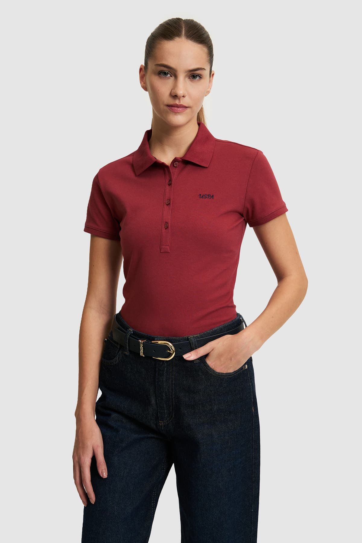 تیشرت زنانه U.S. Polo Assn. بیسیک قرمز گیلاسی مدل 50323461-VR223 تیشرت زنانه U.S. Polo Assn. بیسیک قرمز گیلاسی مدل 50323461-VR223
