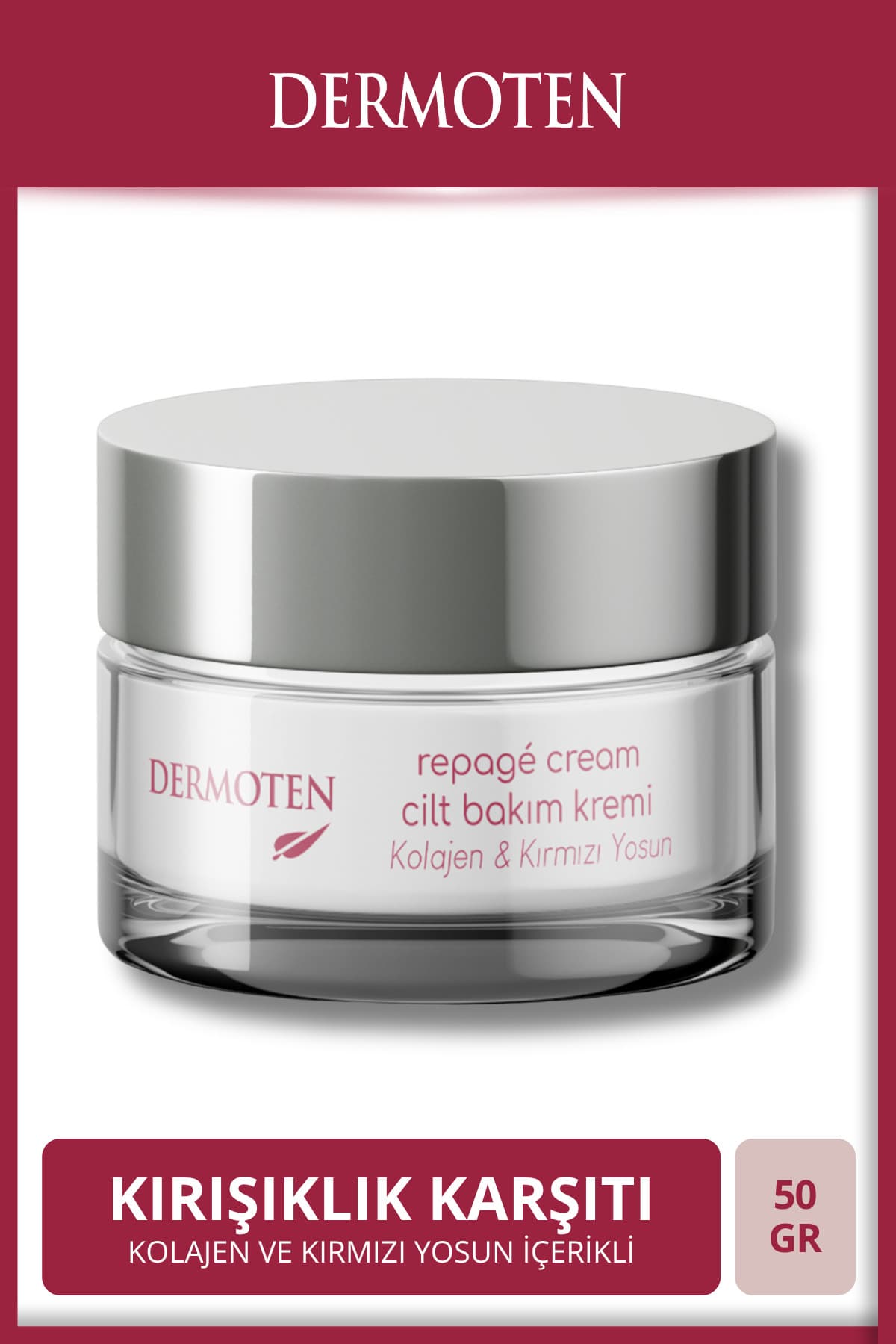 کرم مراقبت از پوست Dermoten Repage ضدپیری حاوی کلاژن و جلبک قرمز 50 ml کرم مراقبت از پوست Dermoten Repage ضدپیری حاوی کلاژن و جلبک قرمز 50 ml