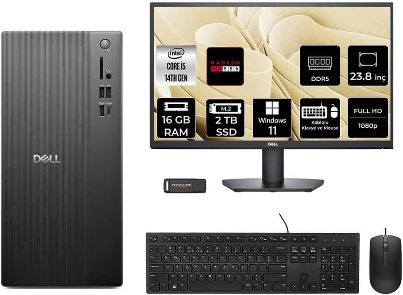 کامپیوتر رومیزی Dell مدل Ect1250 i5 14400 16GB 2TB SSD به همراه مانیتور 23.8 اینچی کامپیوتر رومیزی Dell مدل Ect1250 i5 14400 16GB 2TB SSD به همراه مانیتور 23.8 اینچی