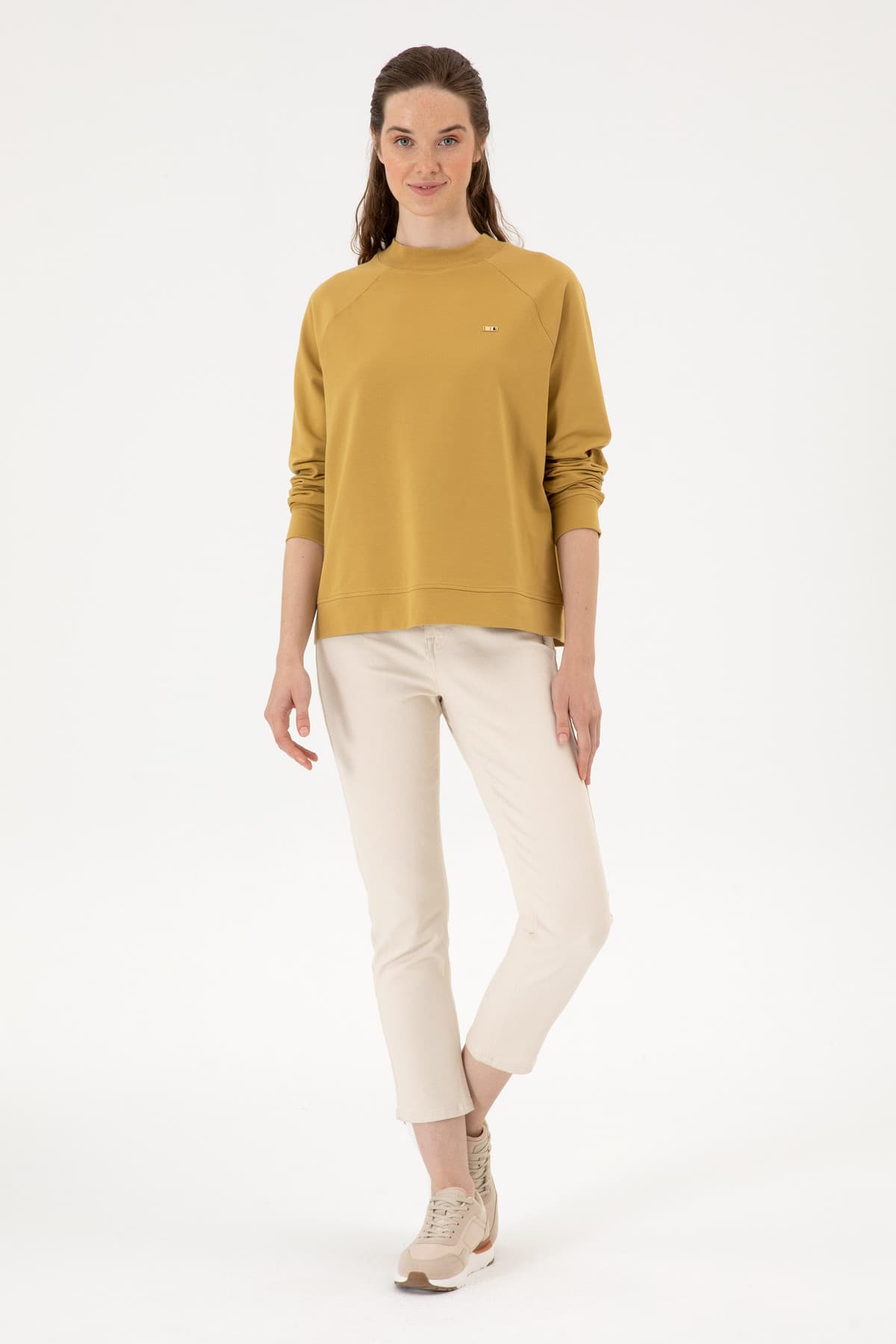 سوئیشرت زنانه U.S. Polo Assn. شتری فیت معمولی یقه گرد مدل 50313610-VR151 سوئیشرت زنانه U.S. Polo Assn. شتری فیت معمولی یقه گرد مدل 50313610-VR151