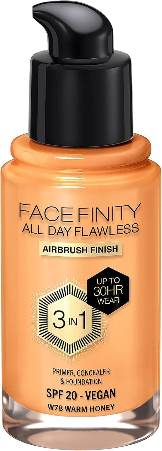 کرمپودر مایع Max Factor Facefinity با کانسیلر و پرایمر، رنگ W78 Warm Honey، 30ml کرمپودر مایع Max Factor Facefinity با کانسیلر و پرایمر، رنگ W78 Warm Honey، 30ml