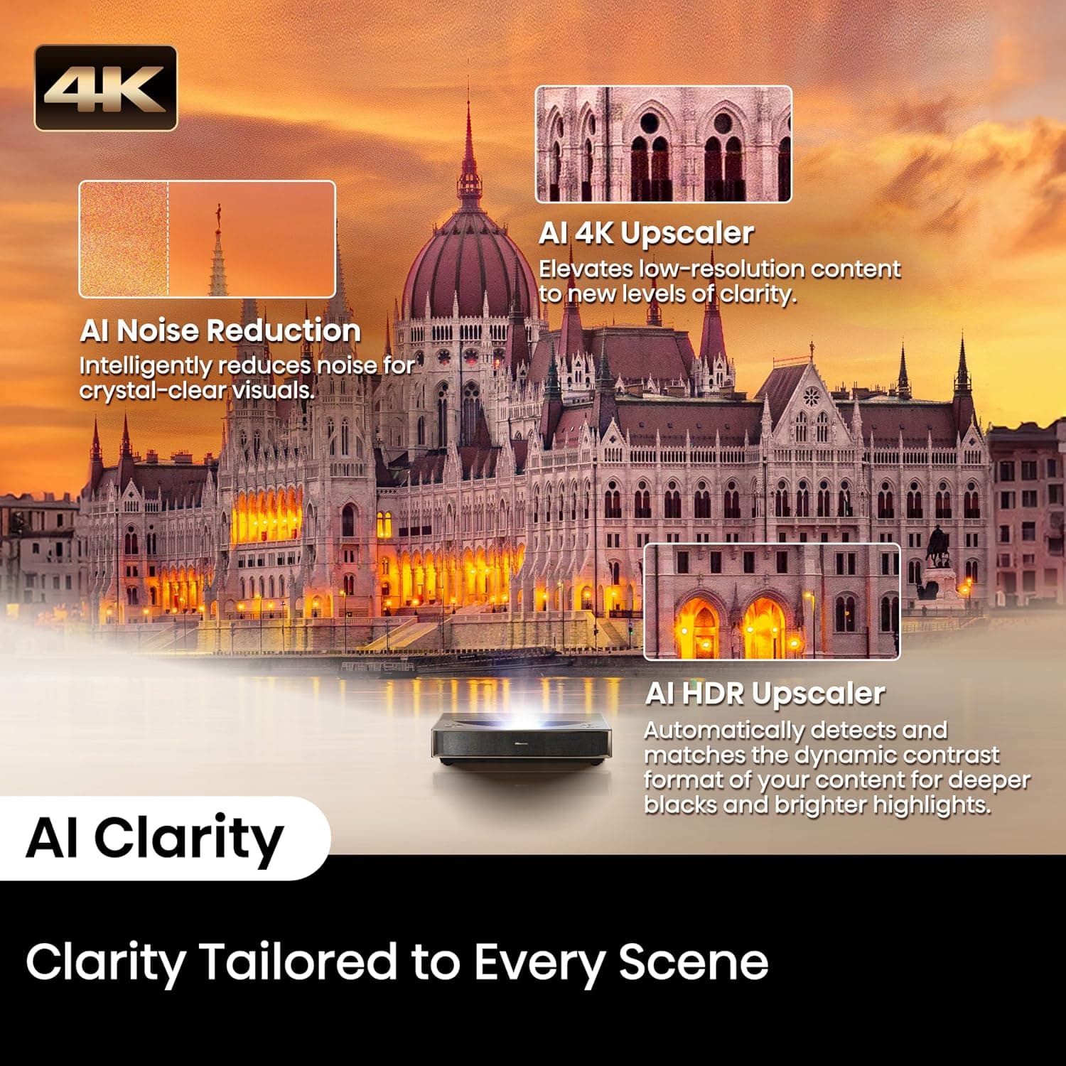 پروژکتور سینمای لیزری Hisense با پرتاب فوقکوتاه 4K UHD TriChroma، هوشمند VIDAA، مدل PT1 پروژکتور سینمای لیزری Hisense با پرتاب فوقکوتاه 4K UHD TriChroma، هوشمند VIDAA، مدل PT1