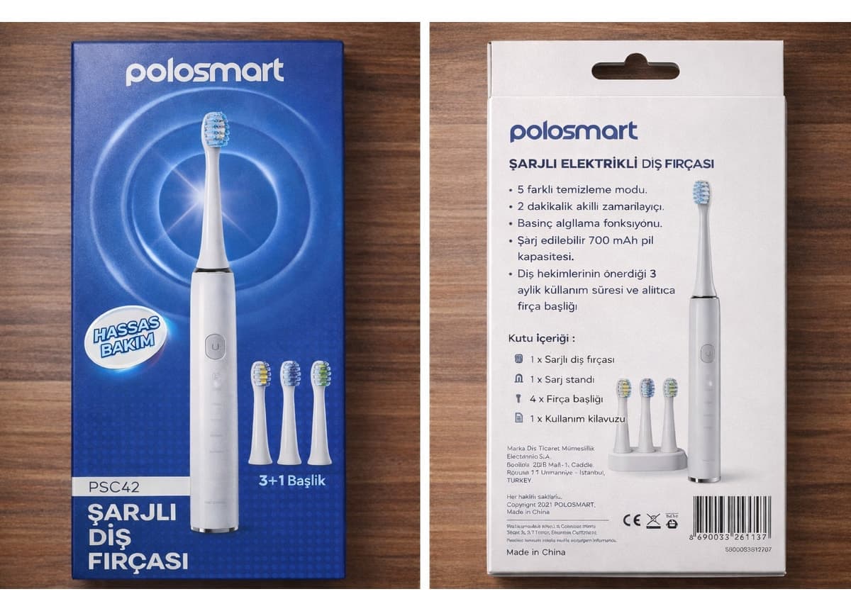 مسواک شارژی Polosmart مدل PSC42 با 3+1 سر و شارژ Type-C مسواک شارژی Polosmart مدل PSC42 با 3+1 سر و شارژ Type-C