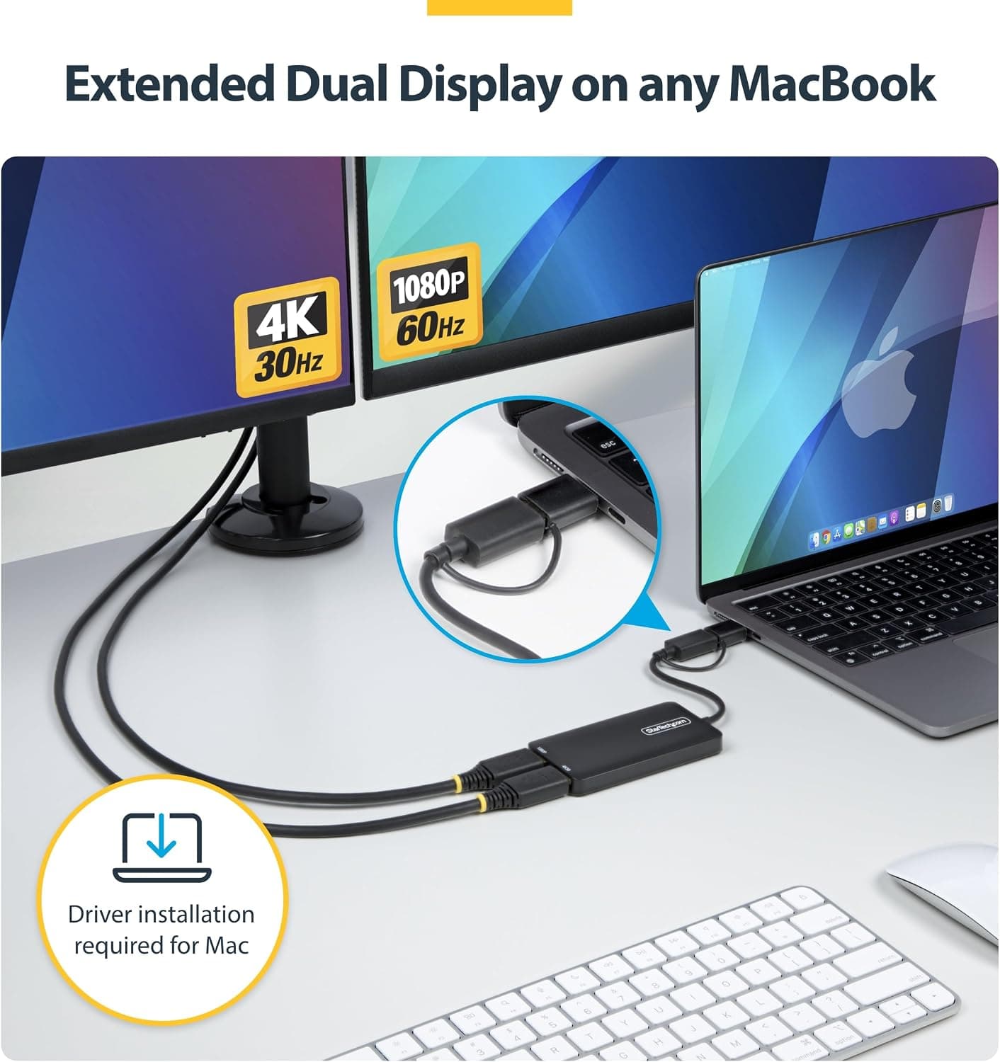 آداپتور دو مانیتوره StarTech مدل 107B-USB-HDMI-2 با خروجی 4K30 و 1080p آداپتور دو مانیتوره StarTech مدل 107B-USB-HDMI-2 با خروجی 4K30 و 1080p