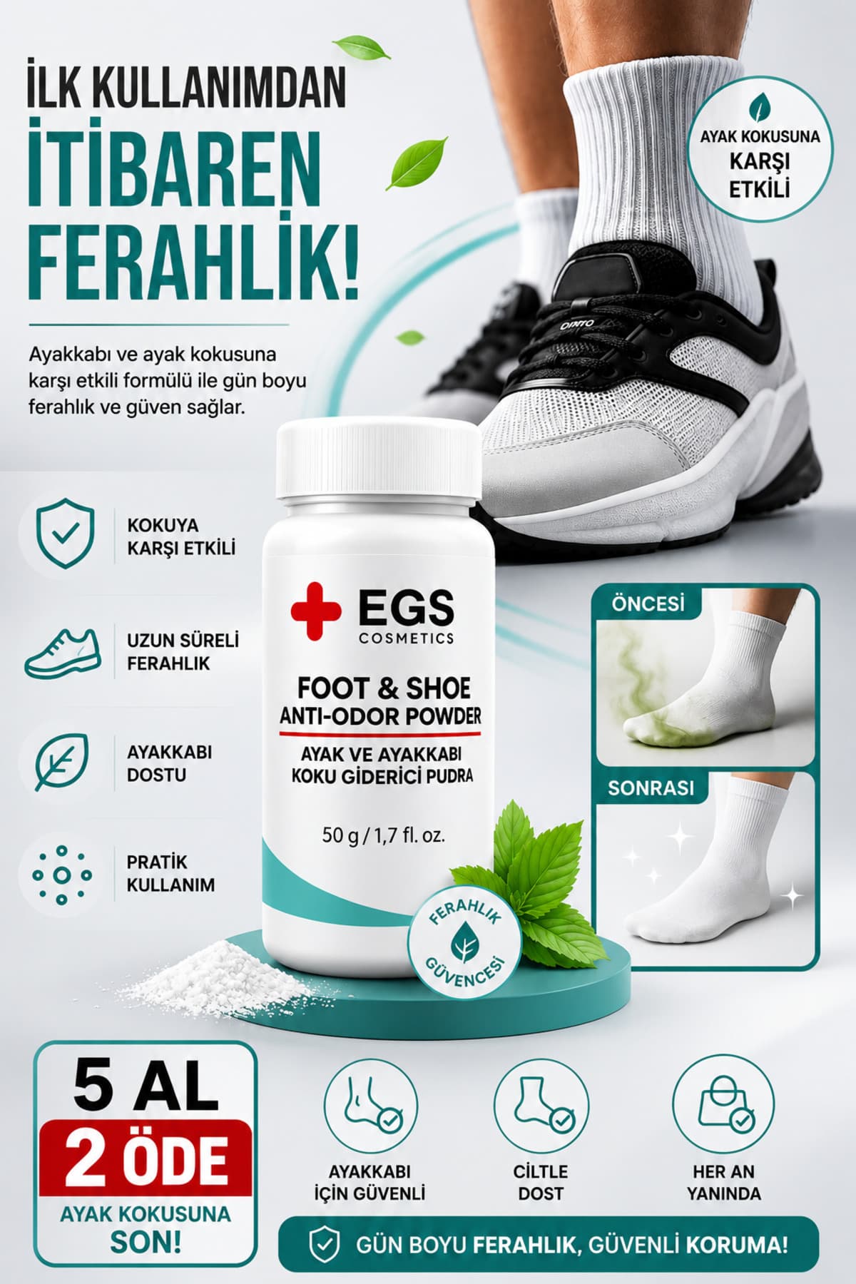 پودر ضد بوی پا و کفش EGŞ COSMETİCS 50 gr پودر ضد بوی پا و کفش EGŞ COSMETİCS 50 gr