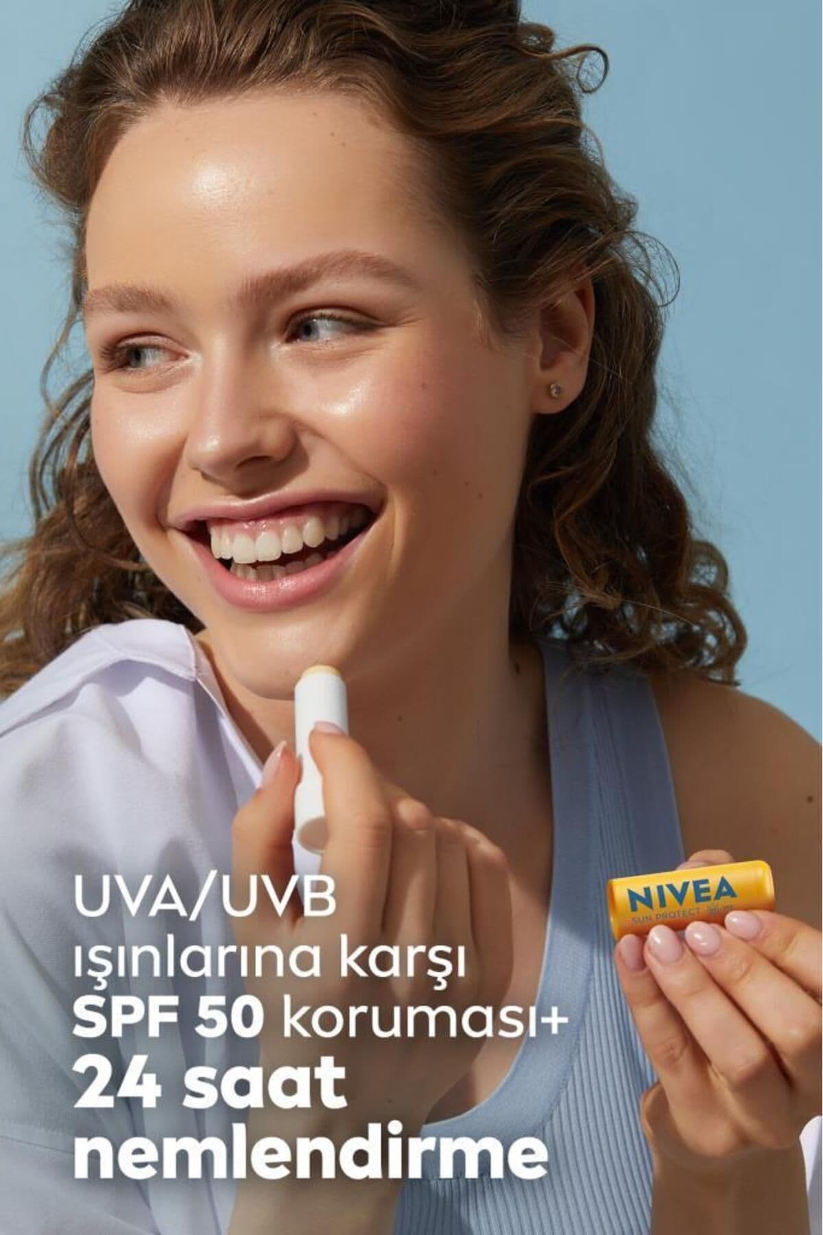 کرم لب ضدآفتاب NIVEA SUN SPF50 نمدار بیرنگ 4.8 گرم ویتامین C و E کرم لب ضدآفتاب NIVEA SUN SPF50 نمدار بیرنگ 4.8 گرم ویتامین C و E