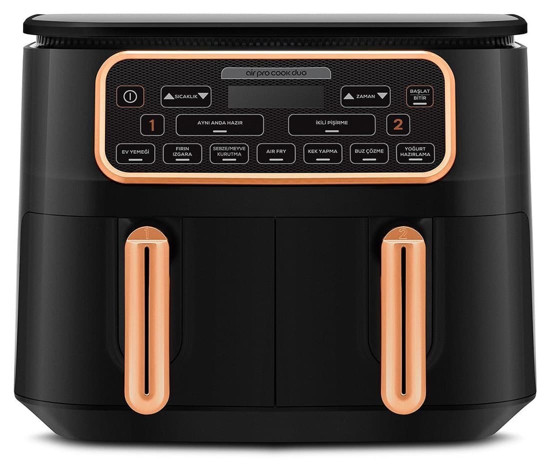 ایرفرایر Karaca Air Pro Cook Duo ظرفیت 4+4 لیتر XXXL ۸ نفره Black Cooper ایرفرایر Karaca Air Pro Cook Duo ظرفیت 4+4 لیتر XXXL ۸ نفره Black Cooper