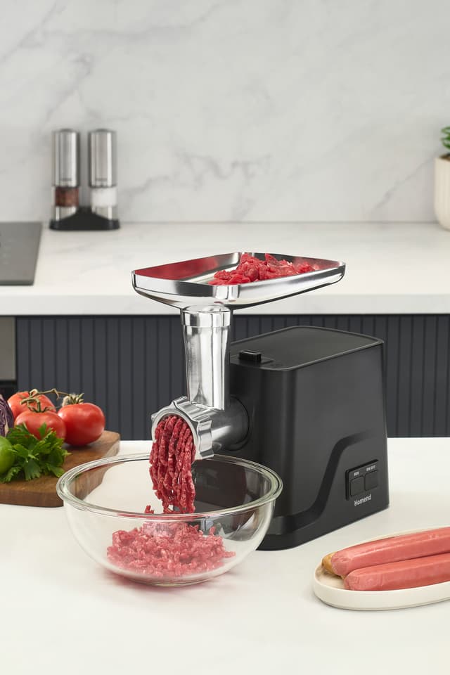 چرخگوشت و دستگاه تهیه رب HOMEND Meatbox مدل 3102H با سریهای کبه، سوسیس و سوجوک چرخگوشت و دستگاه تهیه رب HOMEND Meatbox مدل 3102H با سریهای کبه، سوسیس و سوجوک