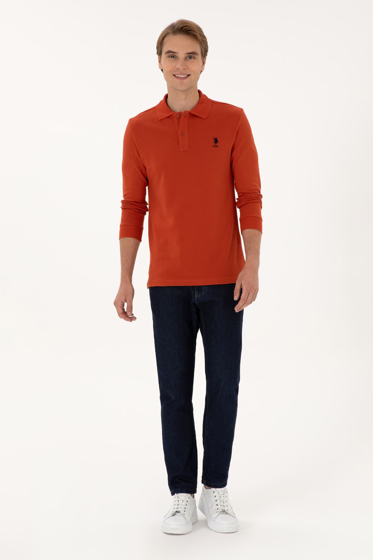 سویشرت مردانه U.S. Polo Assn. فیت معمولی یقه پولو قرمز آجری بیسیک مدل 50307757-VR031 سویشرت مردانه U.S. Polo Assn. فیت معمولی یقه پولو قرمز آجری بیسیک مدل 50307757-VR031