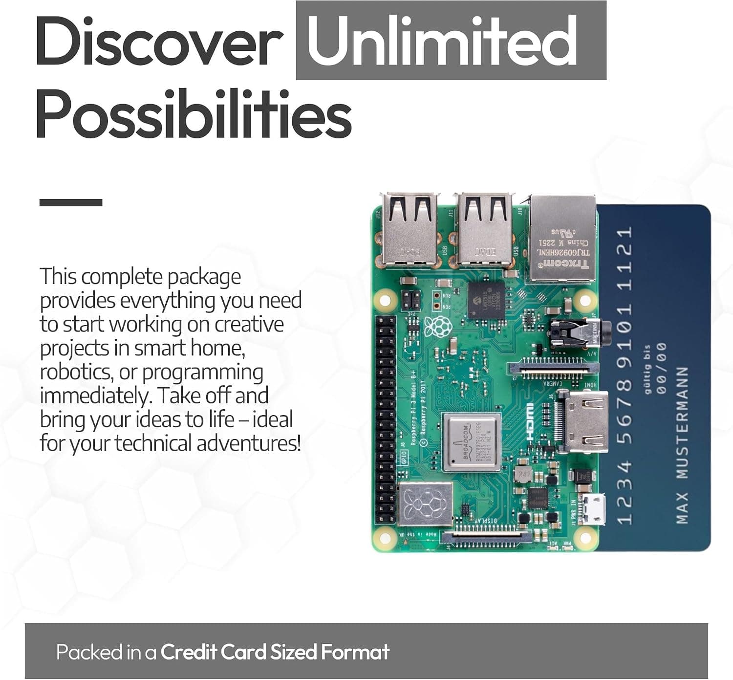 کیت استارتر Raspberry Pi 3 B+ 1GB db-tronic با 64GB، منبع تغذیه، کیس کیت استارتر Raspberry Pi 3 B+ 1GB db-tronic با 64GB، منبع تغذیه، کیس