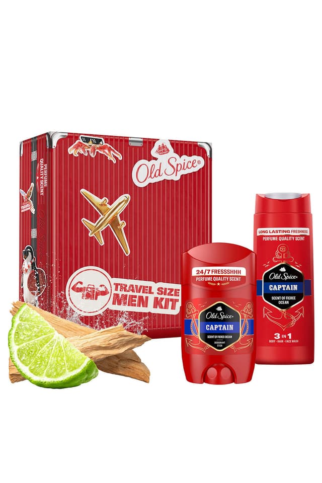 ست هدیه مردانه سفری Old Spice شامل دئودورانت استیکی 50ml و شامپو و ژل حمام 90ml مدل Captain ست هدیه مردانه سفری Old Spice شامل دئودورانت استیکی 50ml و شامپو و ژل حمام 90ml مدل Captain
