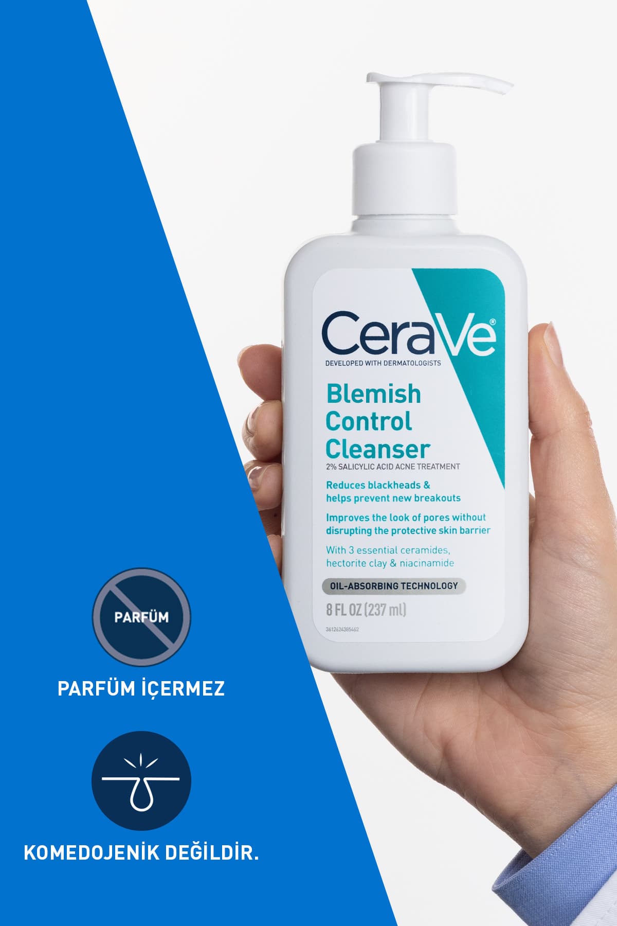 ژل شوینده صورت مناسب پوستهای چرب و مستعد آکنه CeraVe حاوی سالیسیلیک اسید 236 ml ژل شوینده صورت مناسب پوستهای چرب و مستعد آکنه CeraVe حاوی سالیسیلیک اسید 236 ml