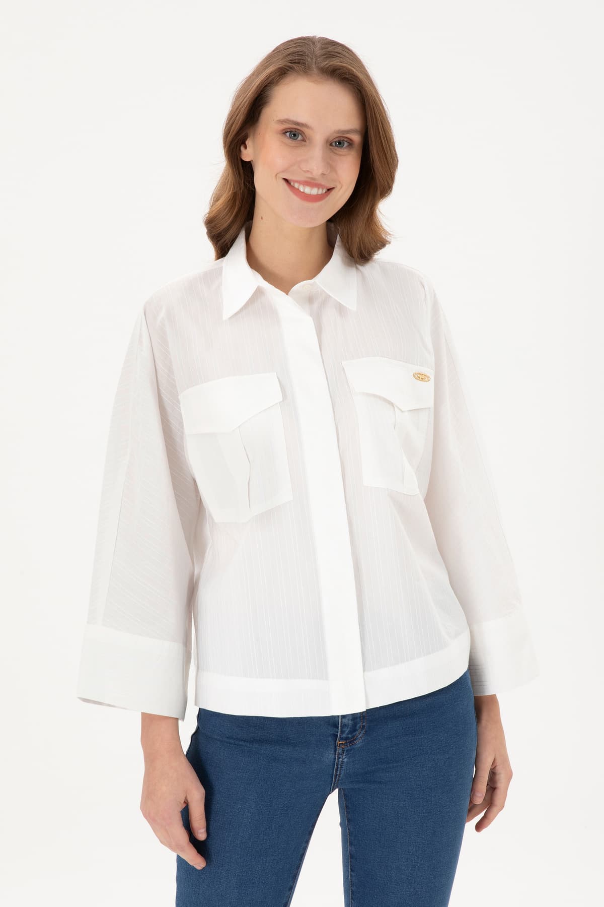 پیراهن زنانه U.S. Polo Assn. آستین بلند کرم مدل 50289995-VR019 پیراهن زنانه U.S. Polo Assn. آستین بلند کرم مدل 50289995-VR019