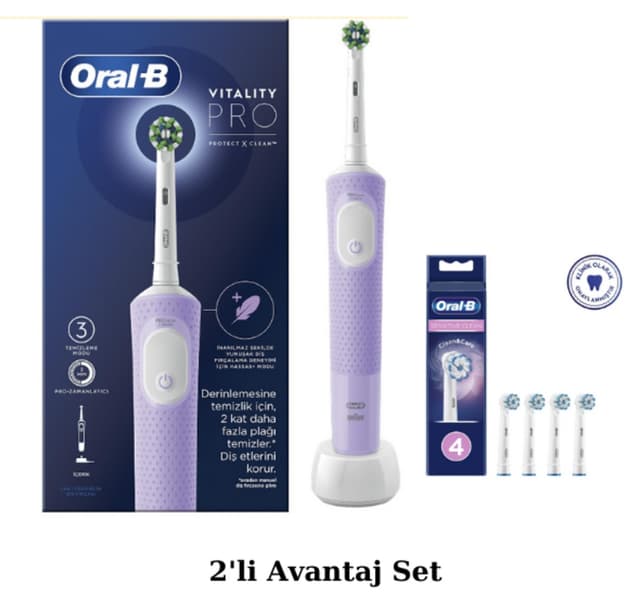 مسواک برقی شارژی Oral-B Vitality Pro رنگ یاسی با ۴ سری یدک نرم Sensitive Clean مدل D103 مسواک برقی شارژی Oral-B Vitality Pro رنگ یاسی با ۴ سری یدک نرم Sensitive Clean مدل D103