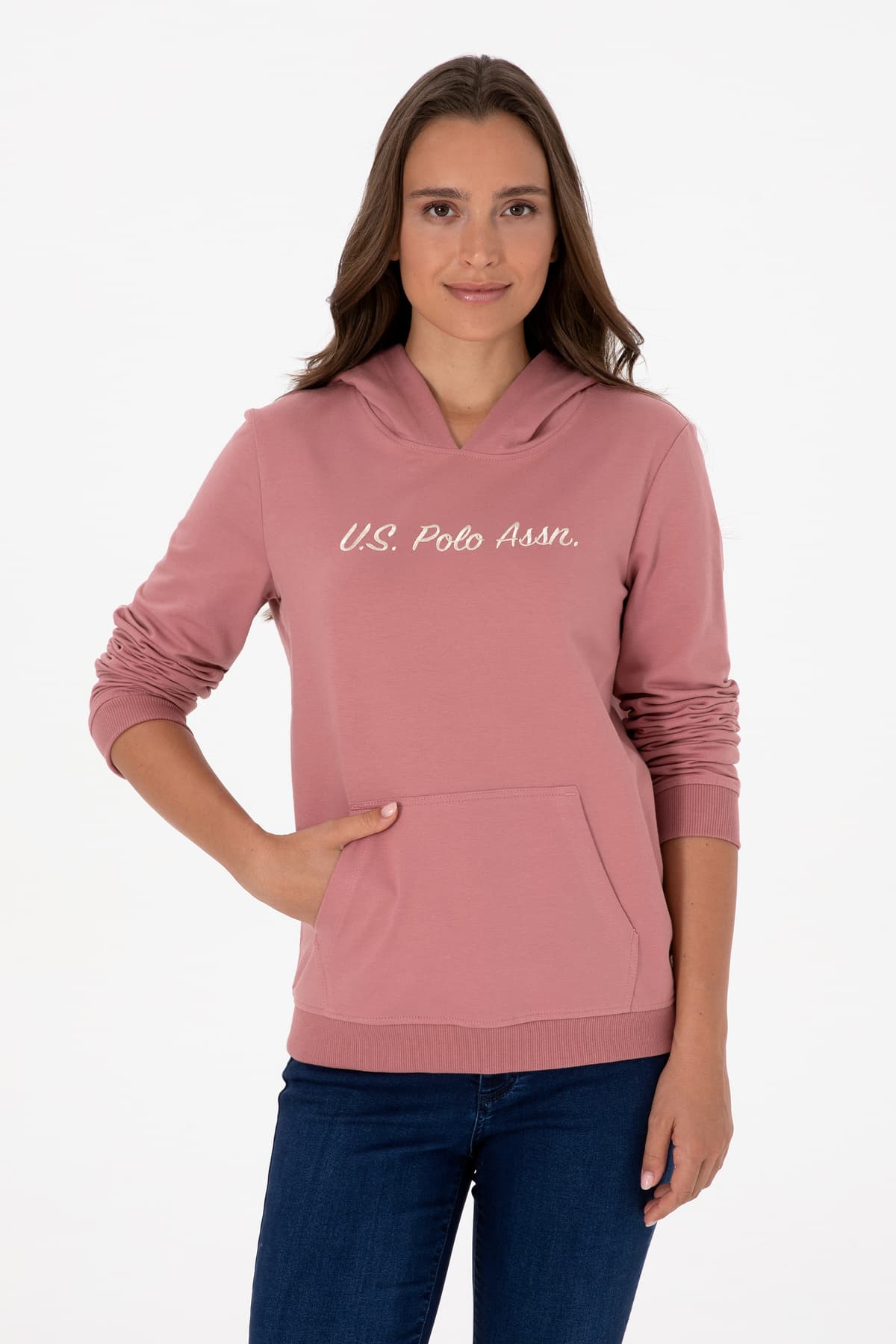 سوئیشرت زنانه U.S. Polo Assn. کلاهدار رنگ صورتی خاکی مدل 50313559-VR221 سوئیشرت زنانه U.S. Polo Assn. کلاهدار رنگ صورتی خاکی مدل 50313559-VR221