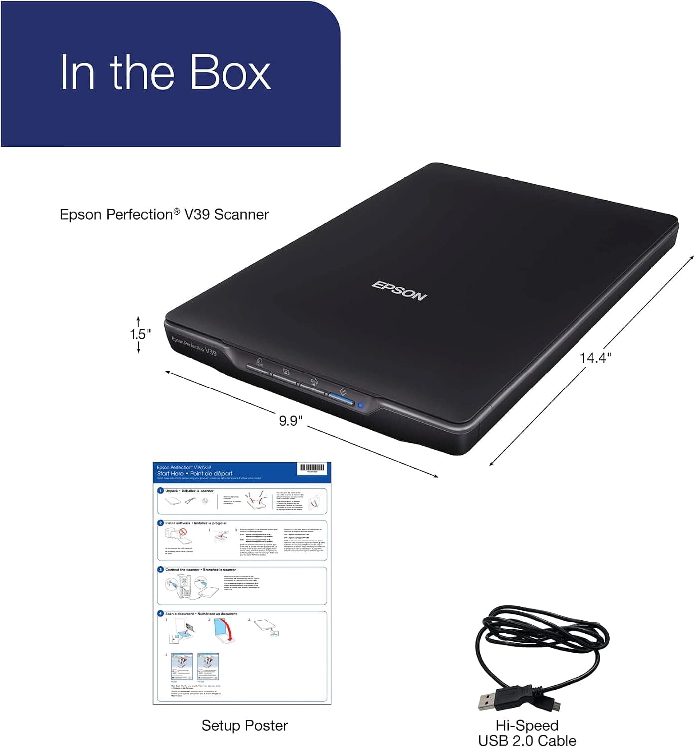 اسکنر Epson عکس و سند وضوح نوری 4800 Scan-to-Cloud مدل Perfection V39 مشکی اسکنر Epson عکس و سند وضوح نوری 4800 Scan-to-Cloud مدل Perfection V39 مشکی